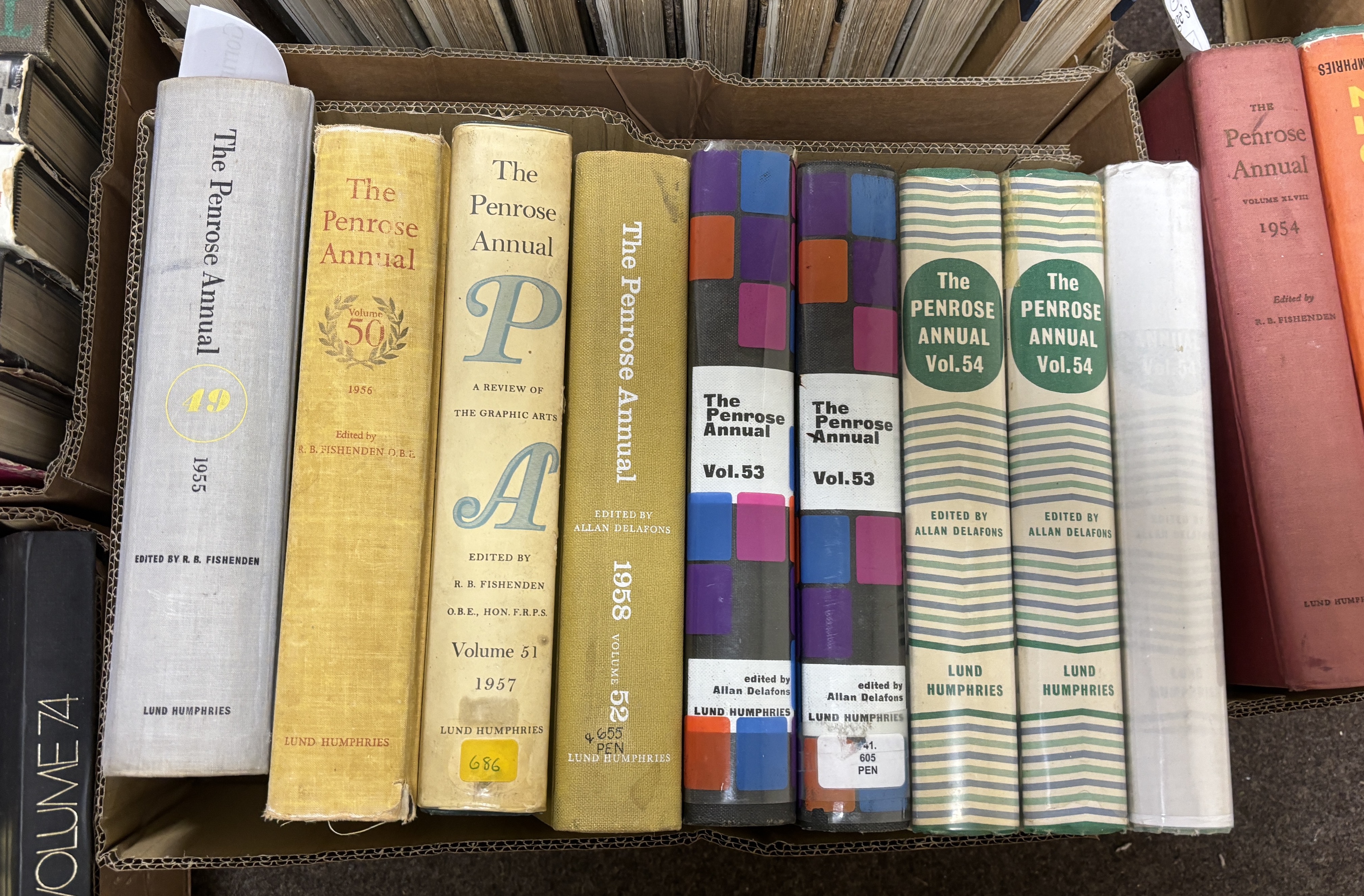 The Penrose Annual - Review of the Graphic Arts, for the years 1899, 1903-07, 1909, 1911-13, 1916, 1920-21, 1923 (3 copies), 1925-26, 1928, 1930, 1932-33, 1938, 1940, 1949-1962, 1964-1970, 1973-1982, (57 books, includes